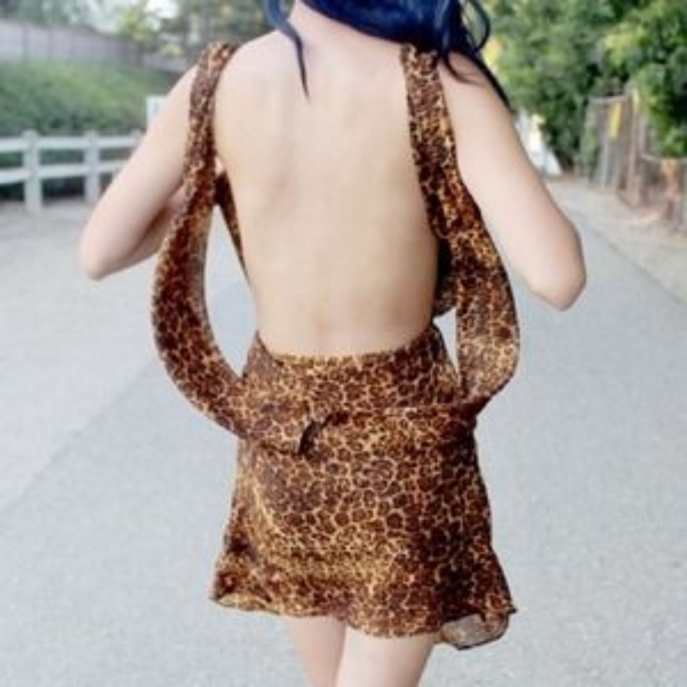 NWT UNIF Christy Drape Open Back Dress in Leopard